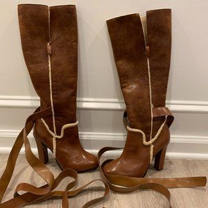 MaxStudio Clarissa High Heel Boots Size 7 Color Chestnut
